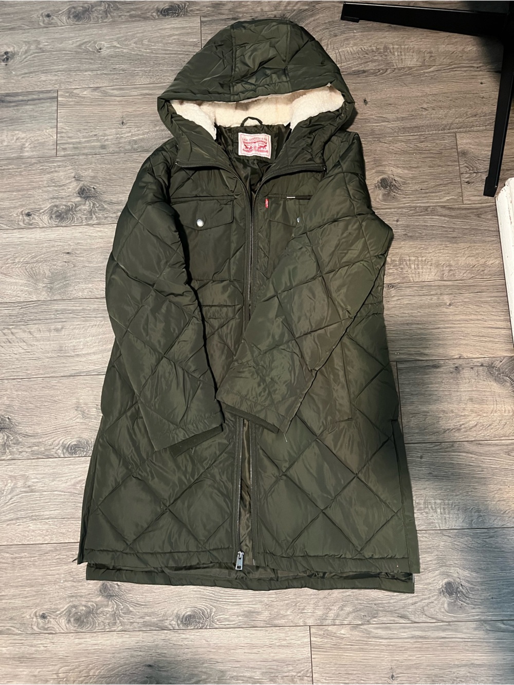Levi’s Olive Green Puffer Trench Coat
